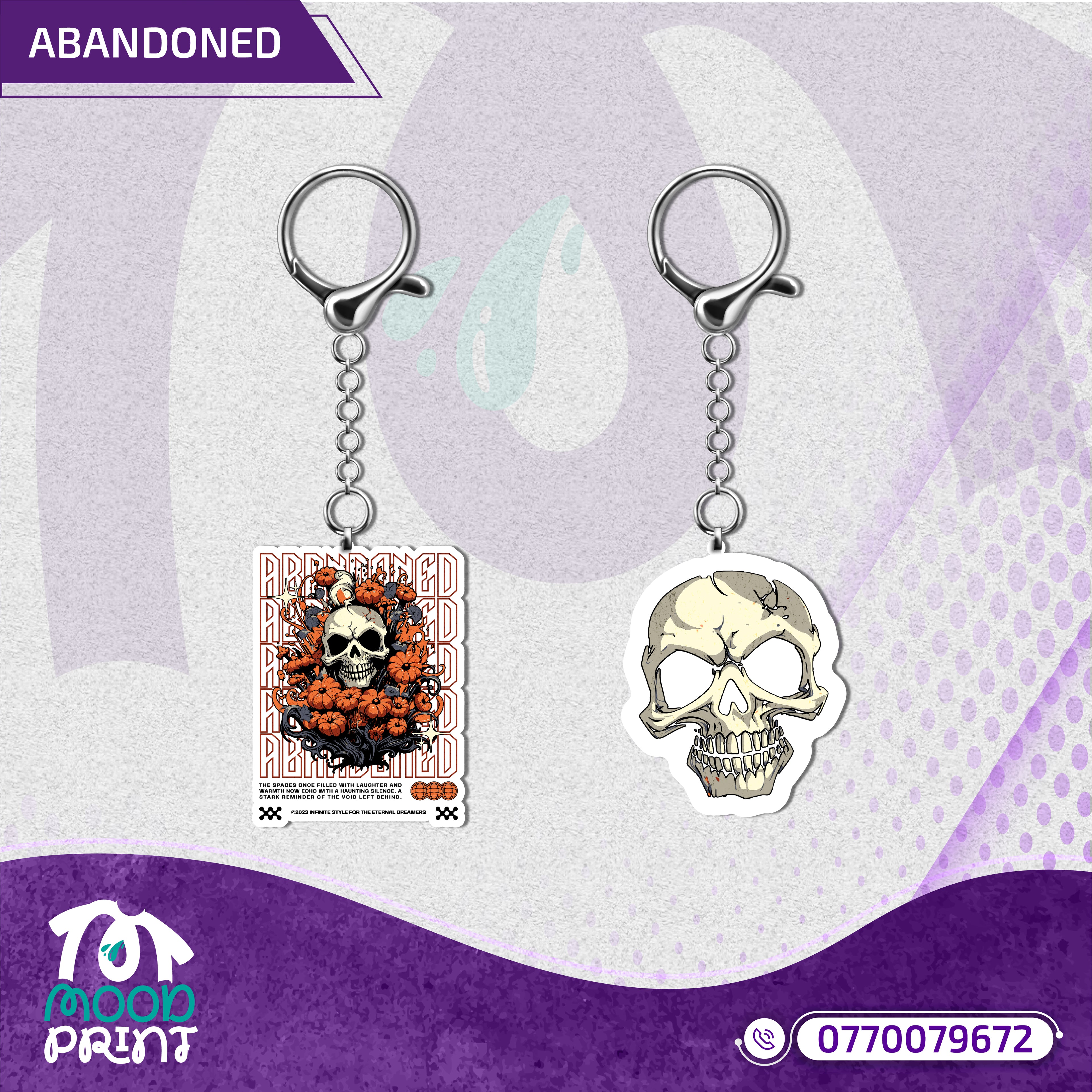 Reborn Skull Abandoned Floral Keychain