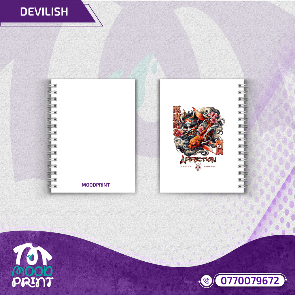 Devilish Infernal Waves Japanese Notebook white