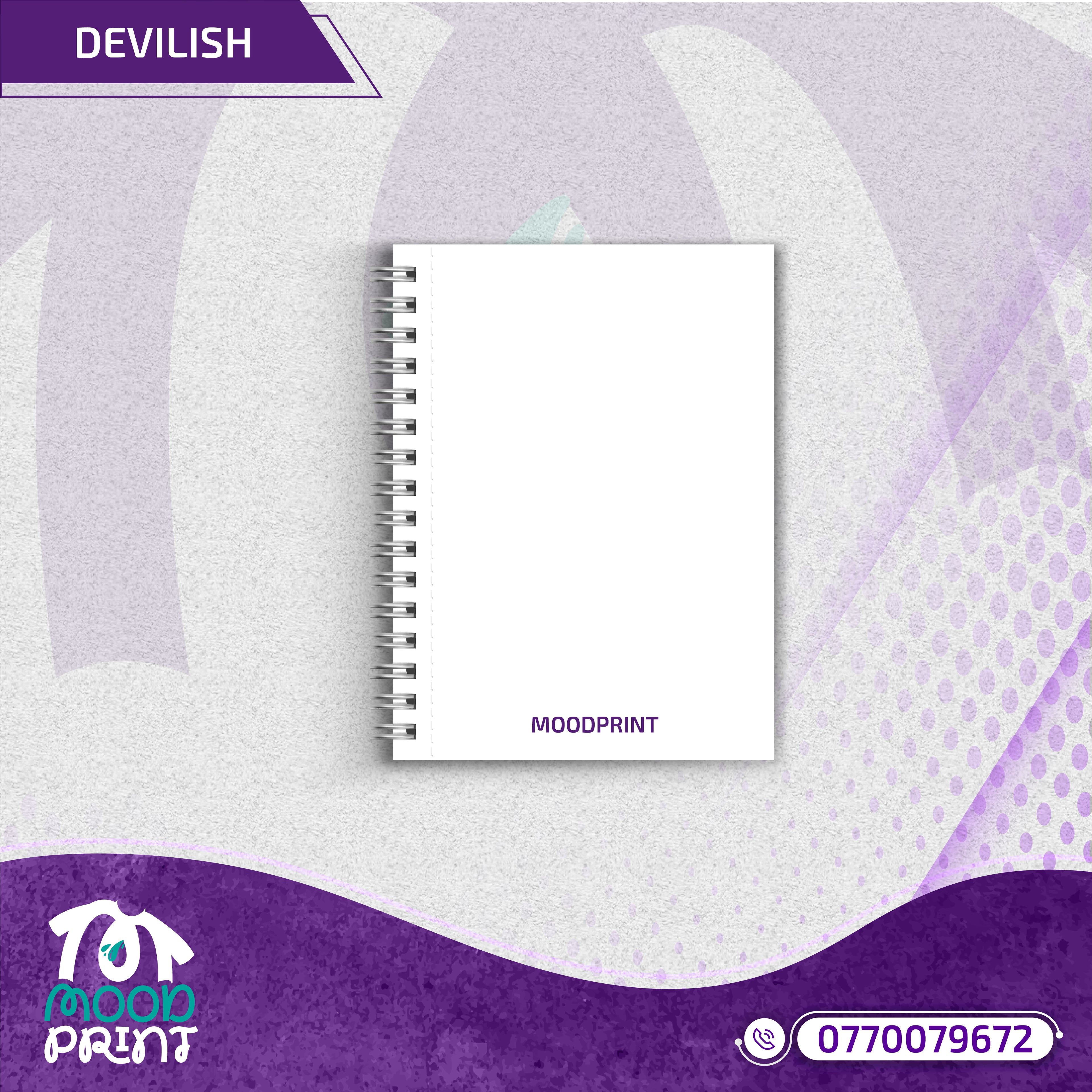 Devilish Infernal Waves Japanese Notebook white