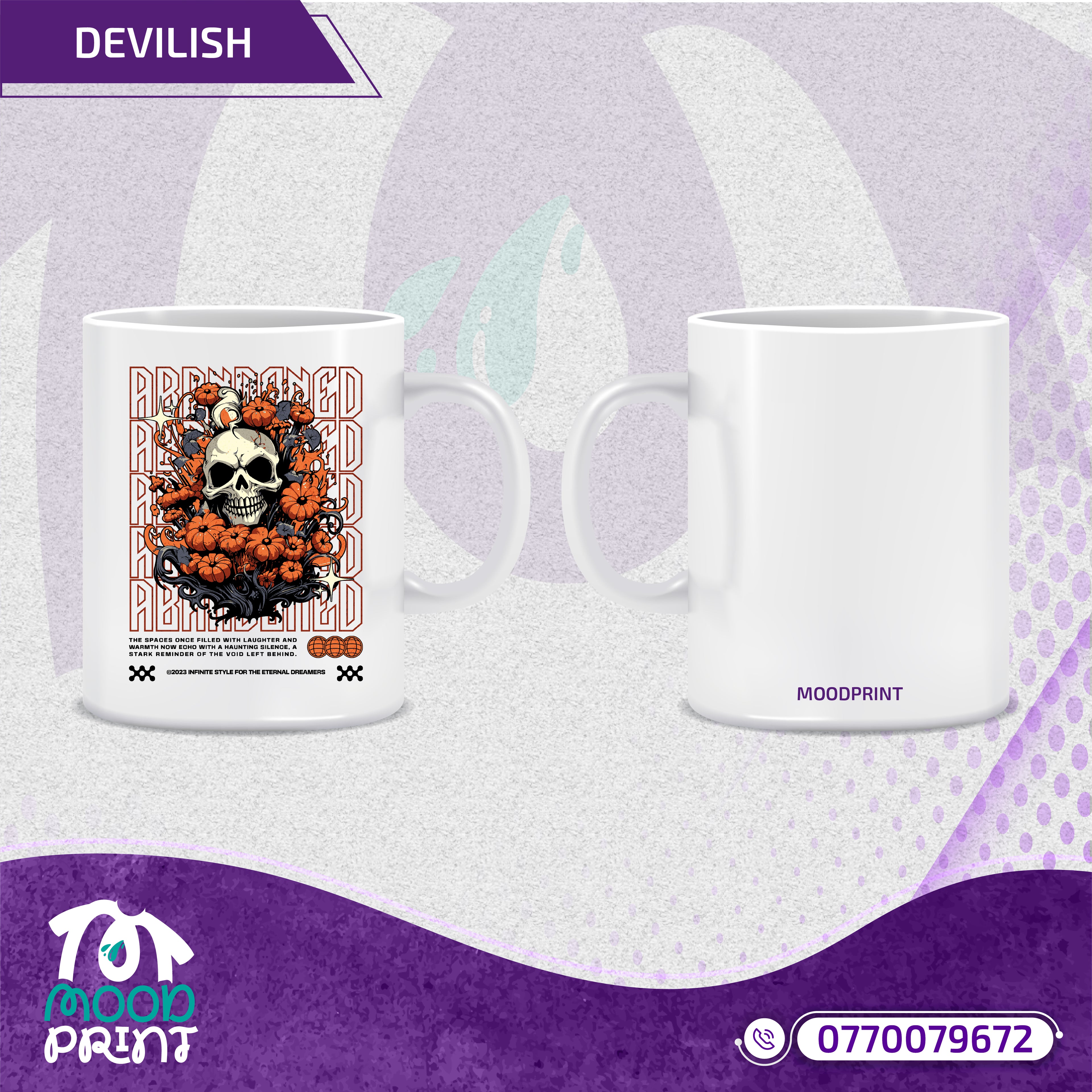 Reborn Skull Abandoned Floral Plain Mug
