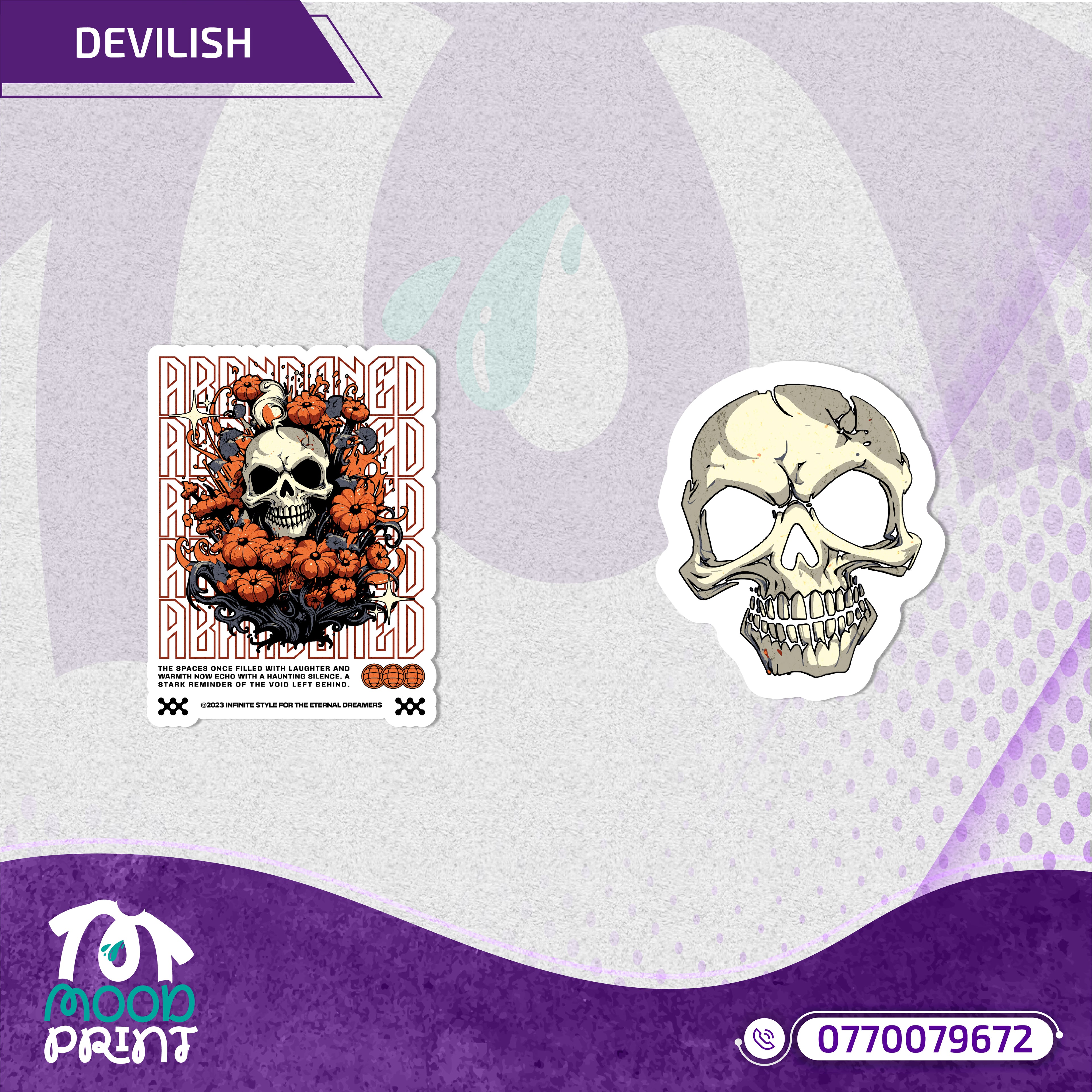 Reborn Skull Abandoned Floral Stickers
