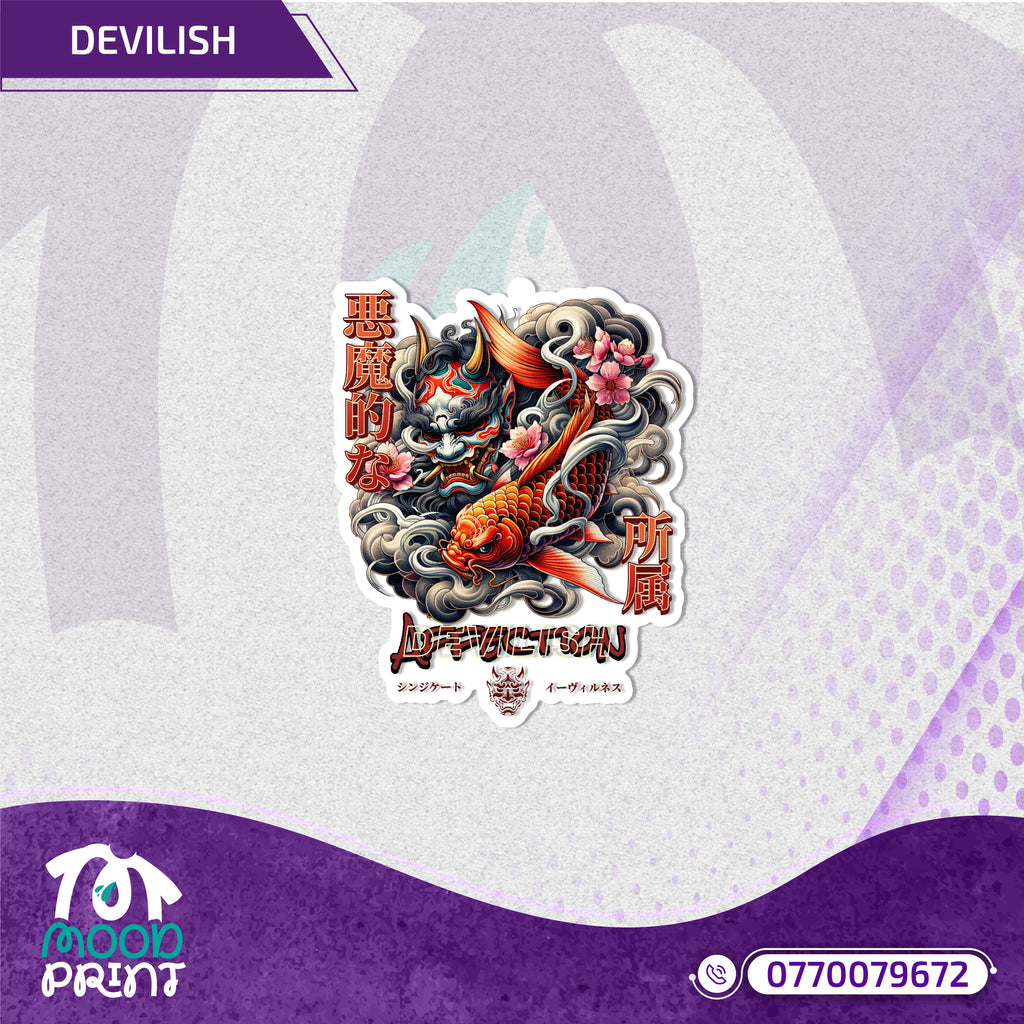 Devilish Infernal Waves Japanese Stickers