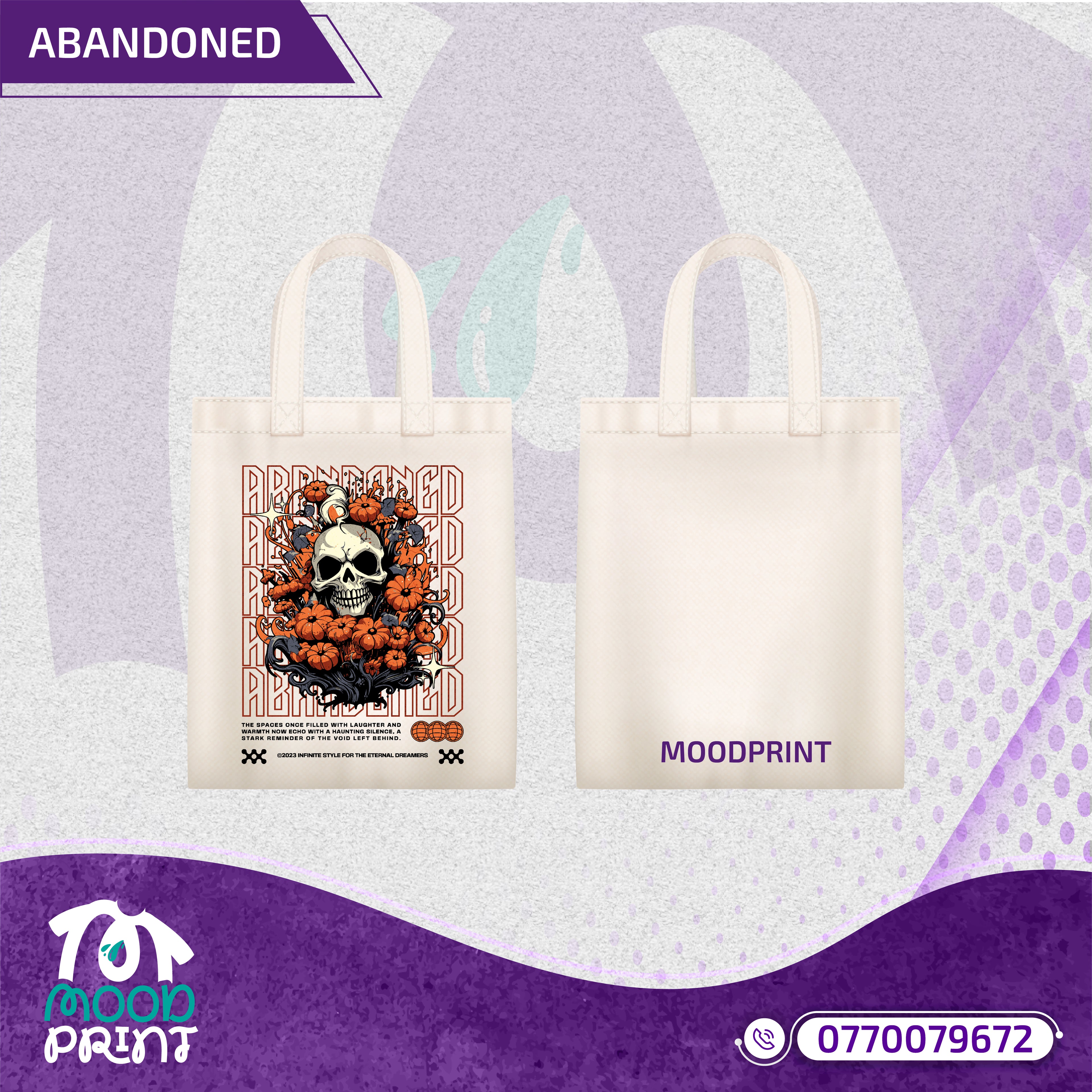 ABANDONED Design Tote Bags white