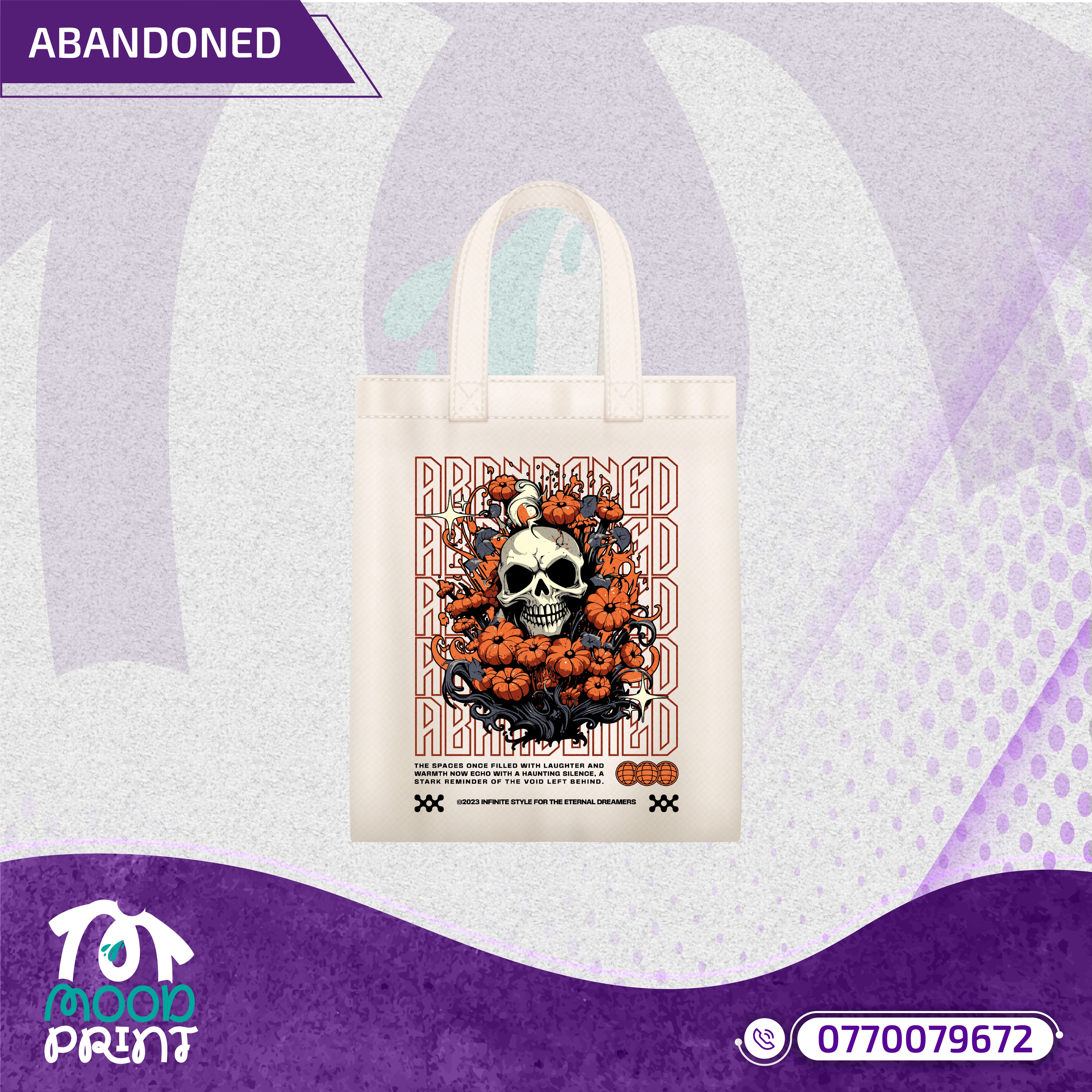 ABANDONED Design Tote Bags white