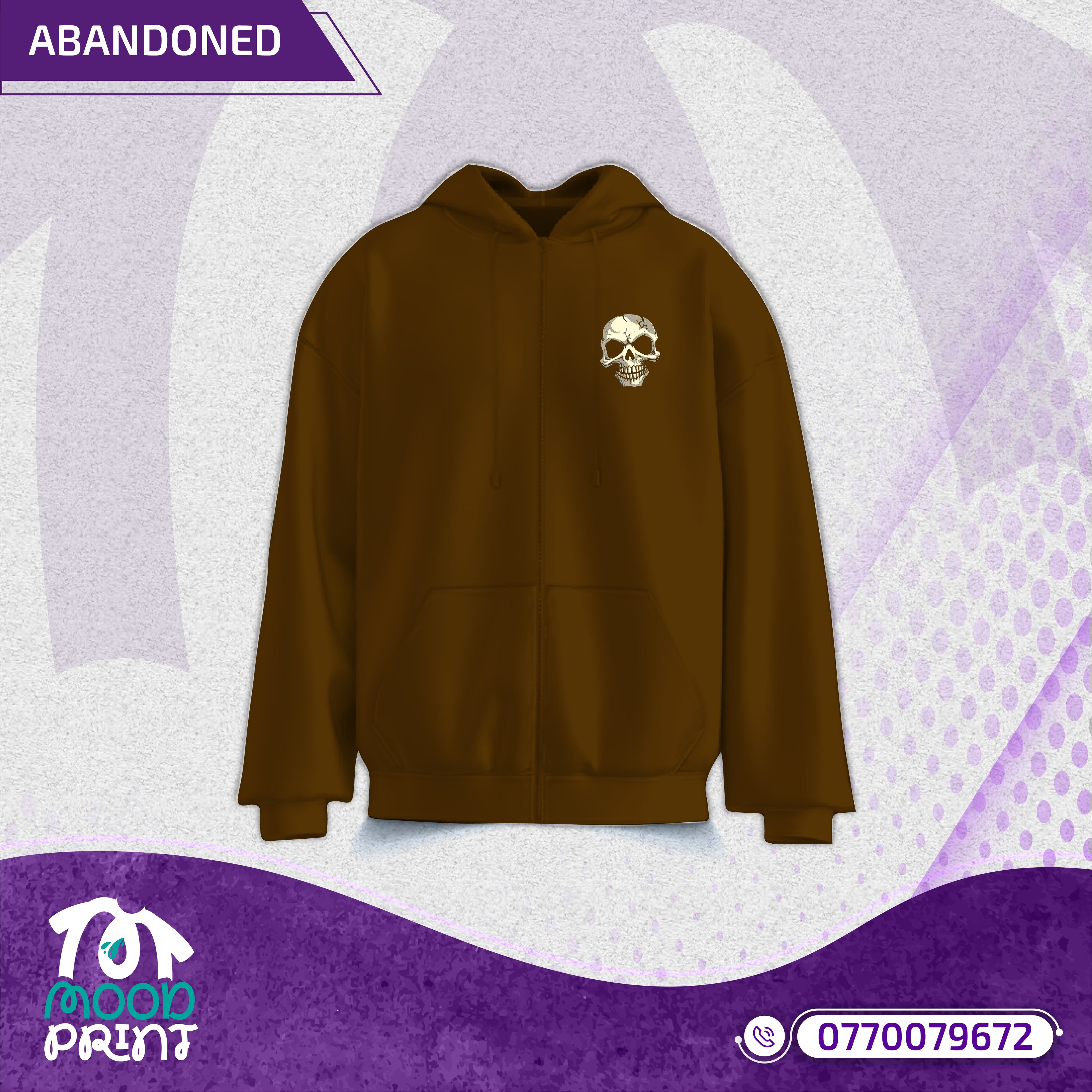 ABANDONED Unisex Design Zipup Hoodie