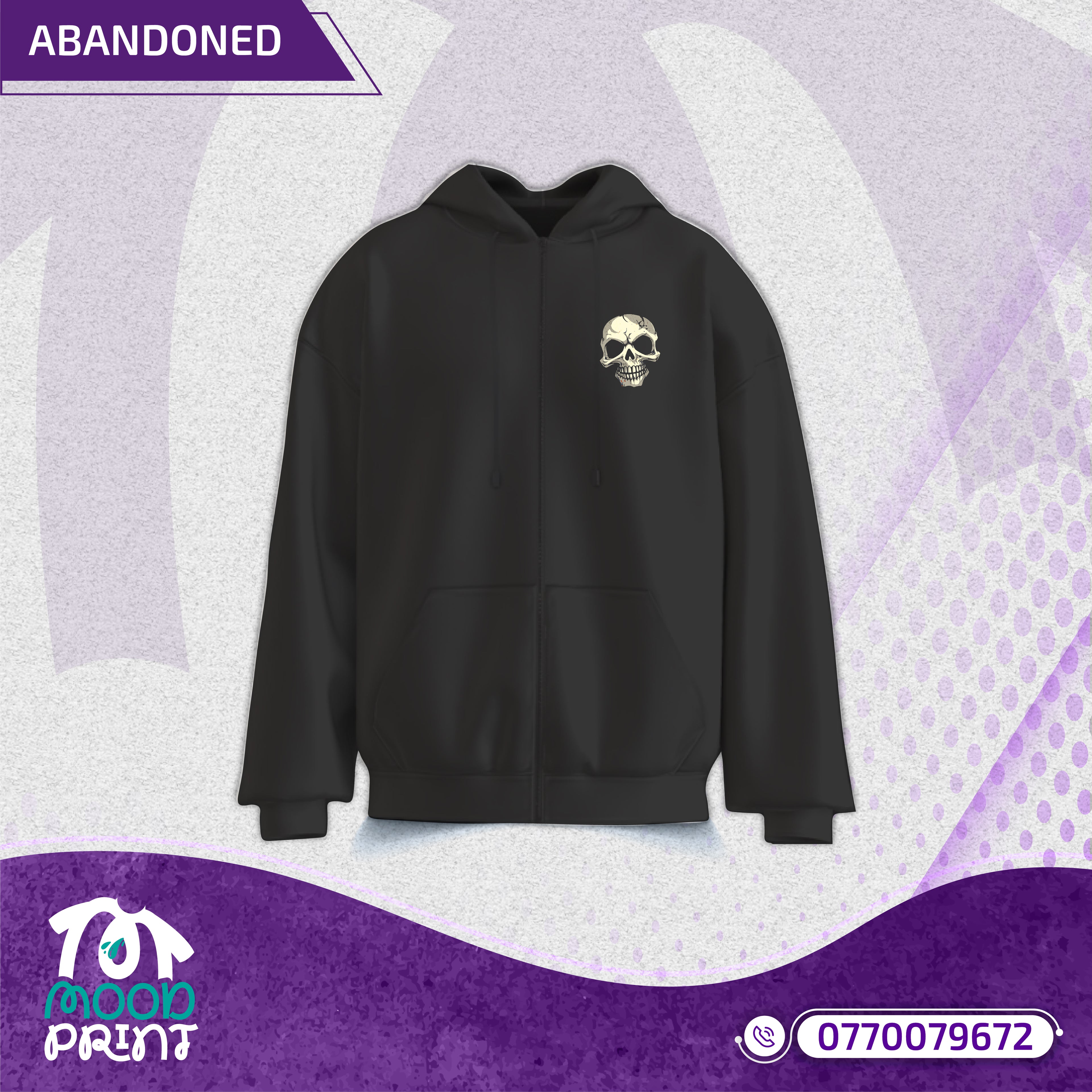 ABANDONED Unisex Design Zipup Hoodie