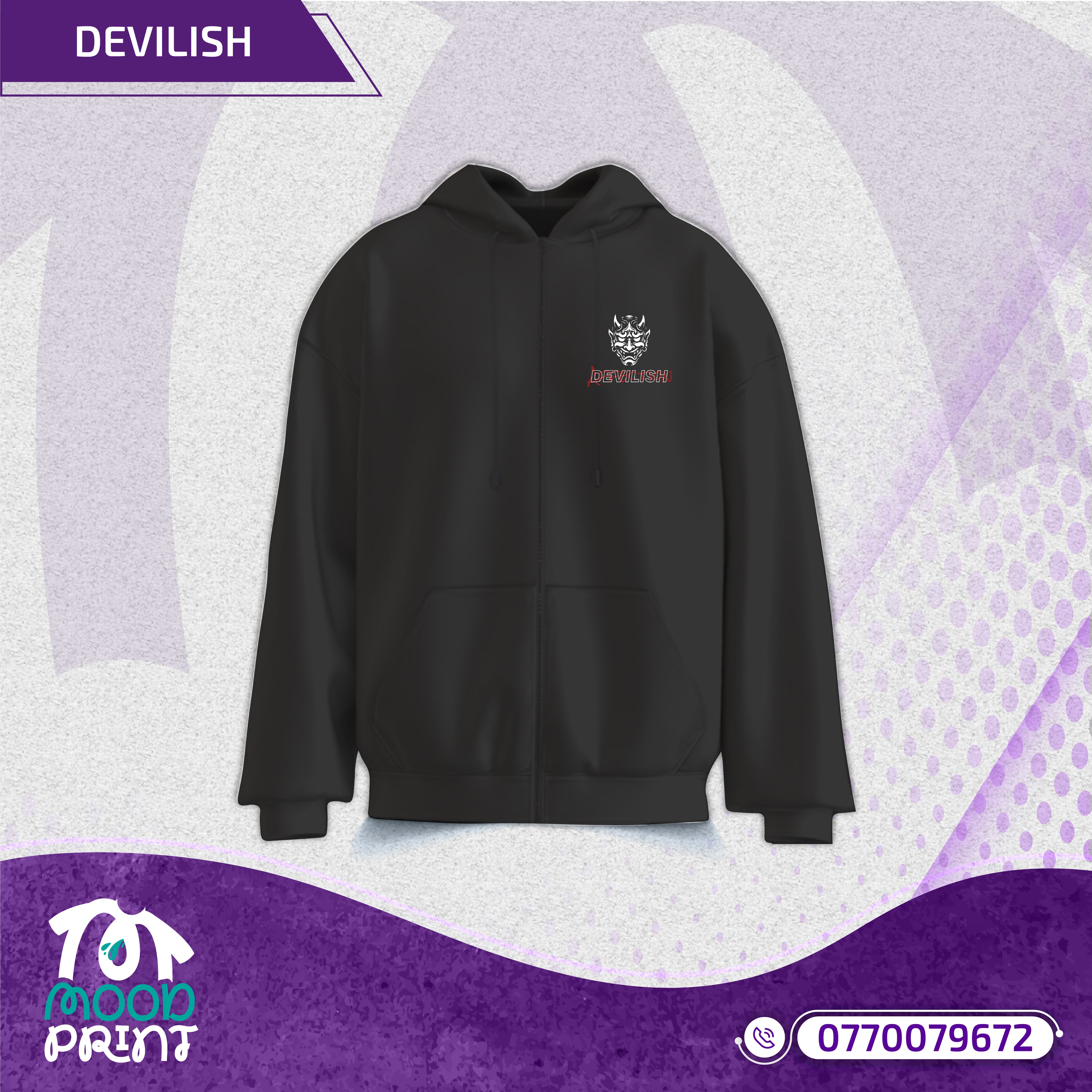 Devilish Infernal Waves Japanese Unisex Zipup hoodie