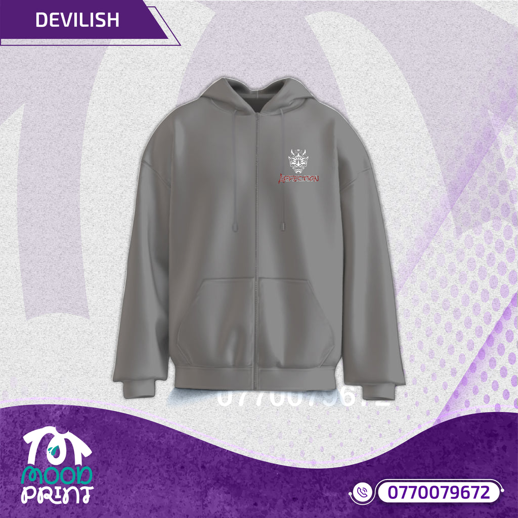 Devilish Infernal Waves Japanese Unisex Zipup hoodie