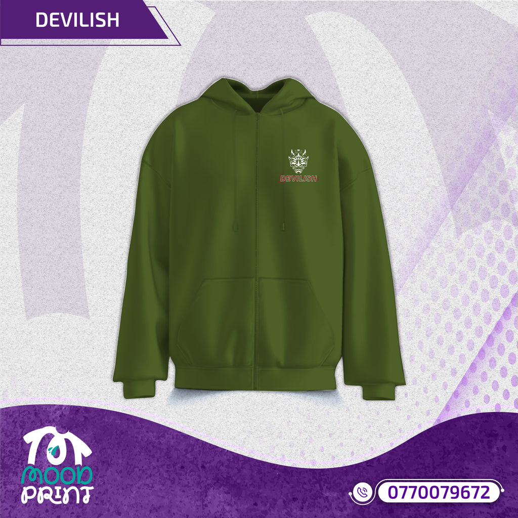 Devilish Infernal Waves Japanese Unisex Zipup hoodie