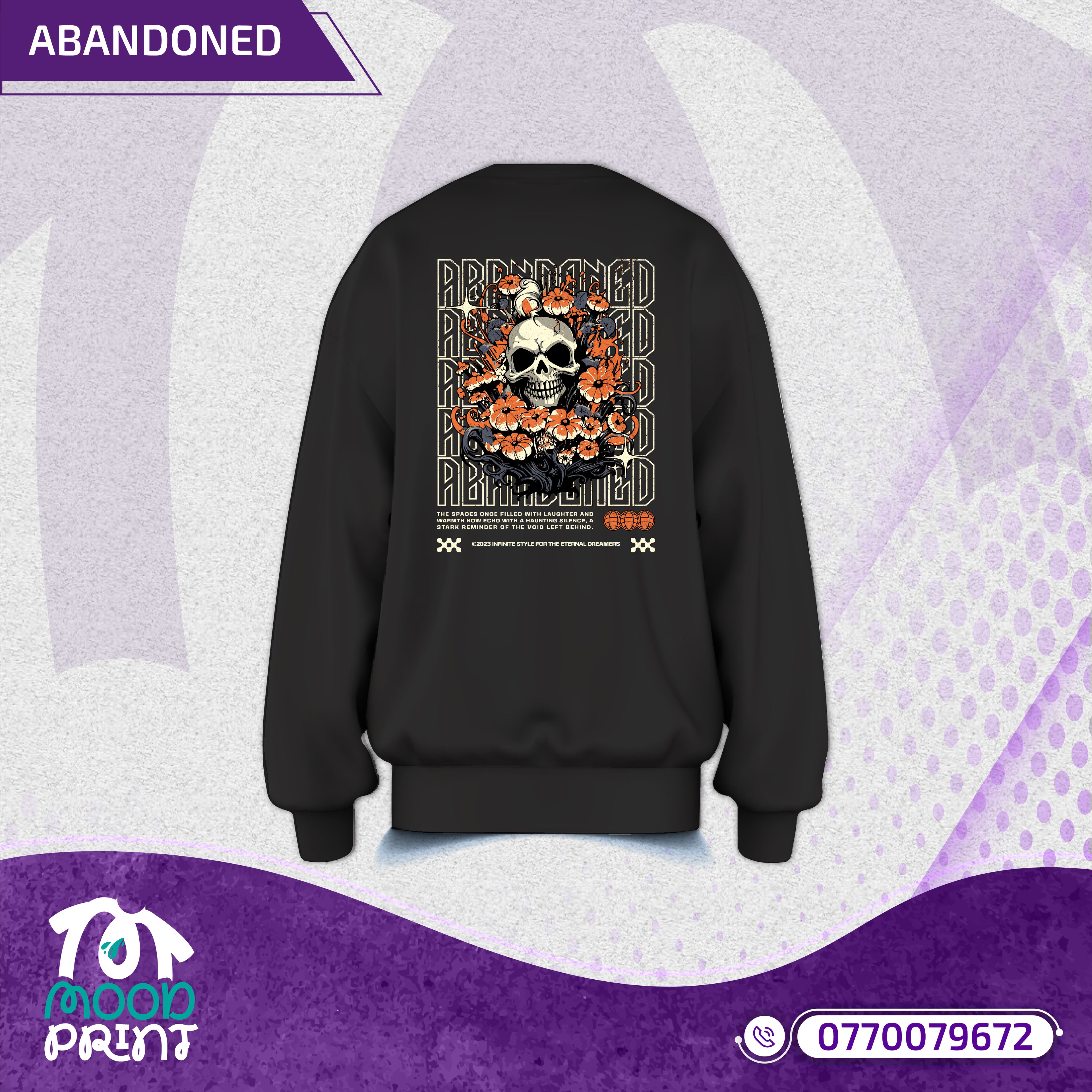 Reborn Skull Abandoned Floral Unisex Pullover