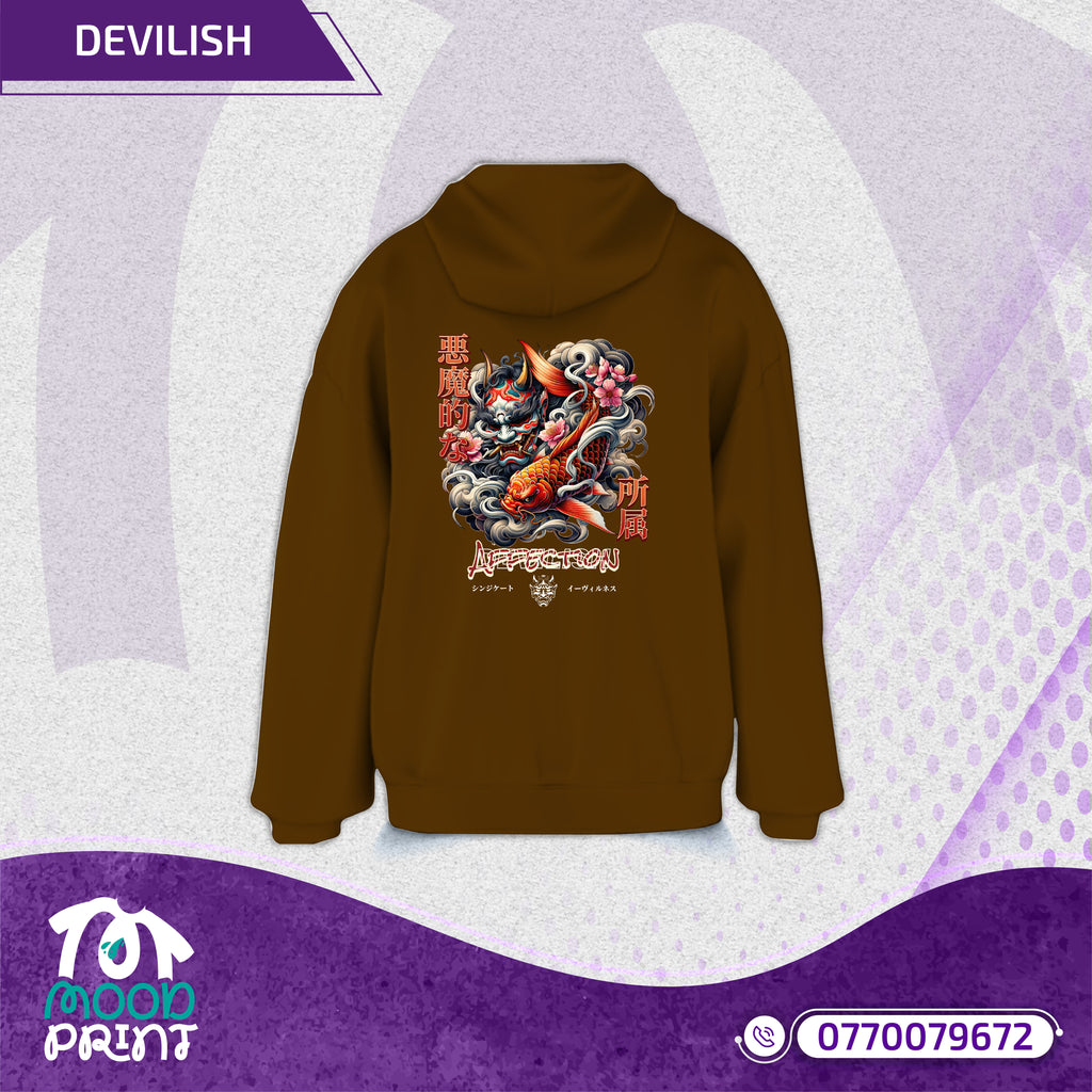 Devilish Infernal Waves Japanese Unisex Zipup hoodie