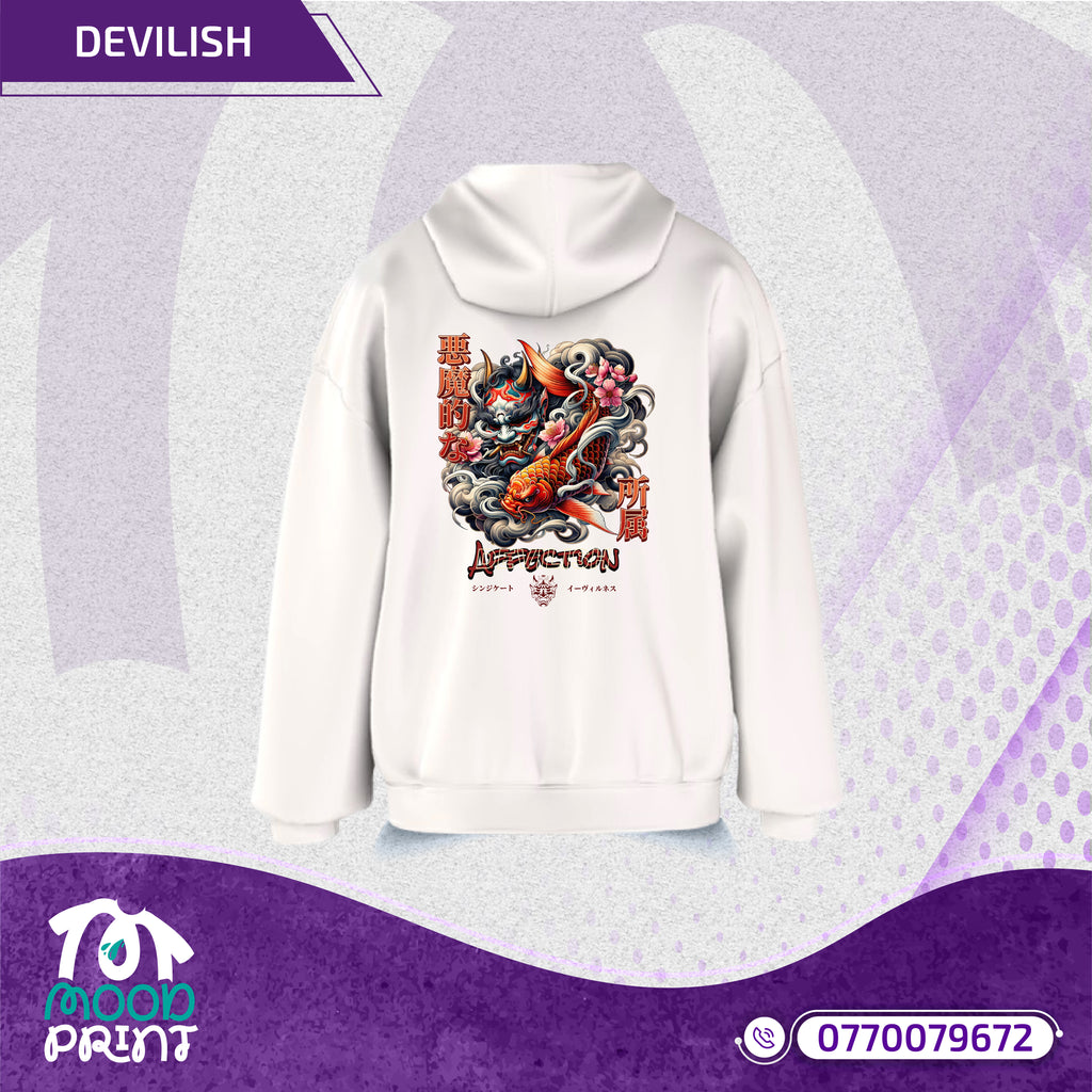Devilish Infernal Waves Japanese Unisex Zipup hoodie
