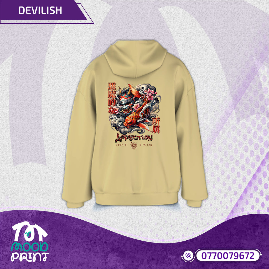 Devilish Infernal Waves Japanese Unisex Zipup hoodie