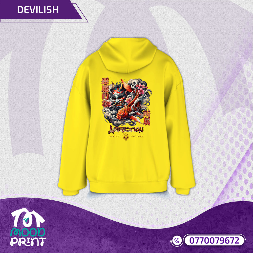Devilish Infernal Waves Japanese Unisex Zipup hoodie