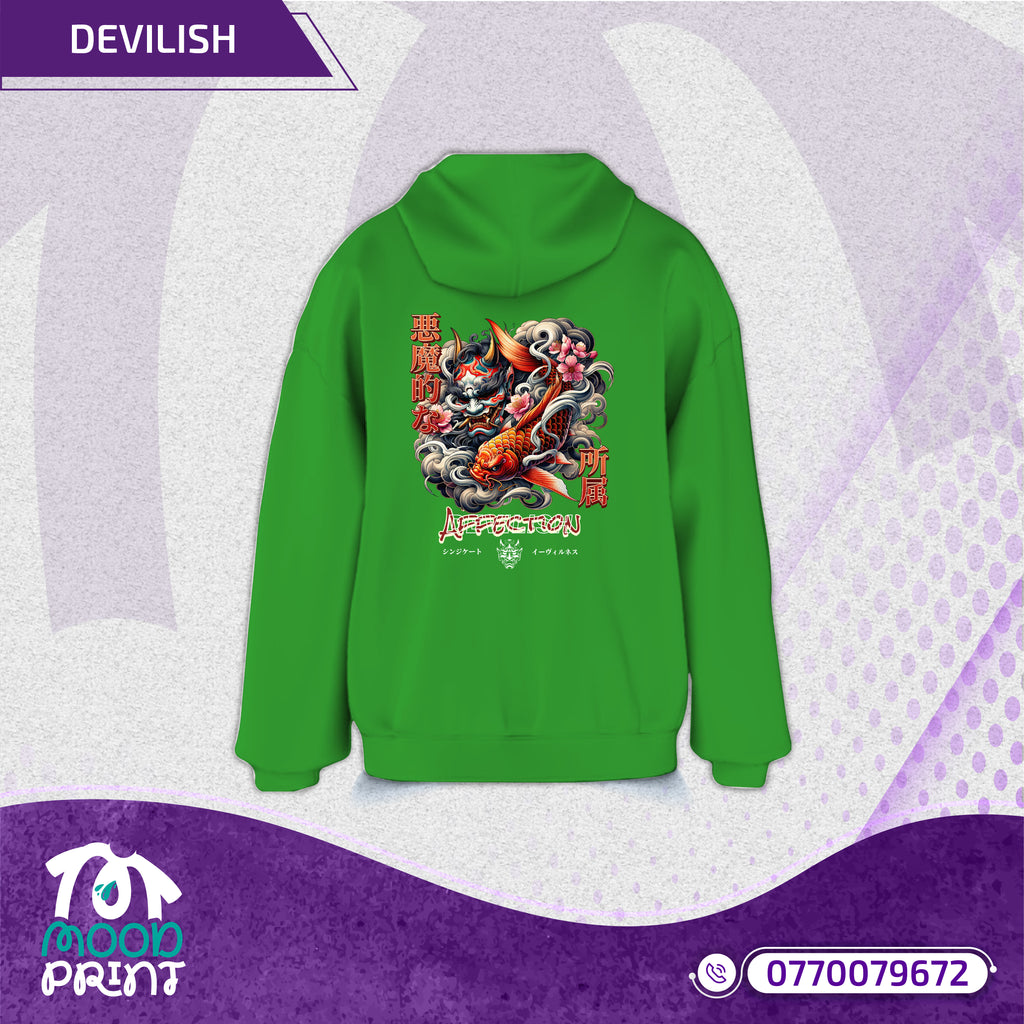 Devilish Infernal Waves Japanese Unisex Zipup hoodie