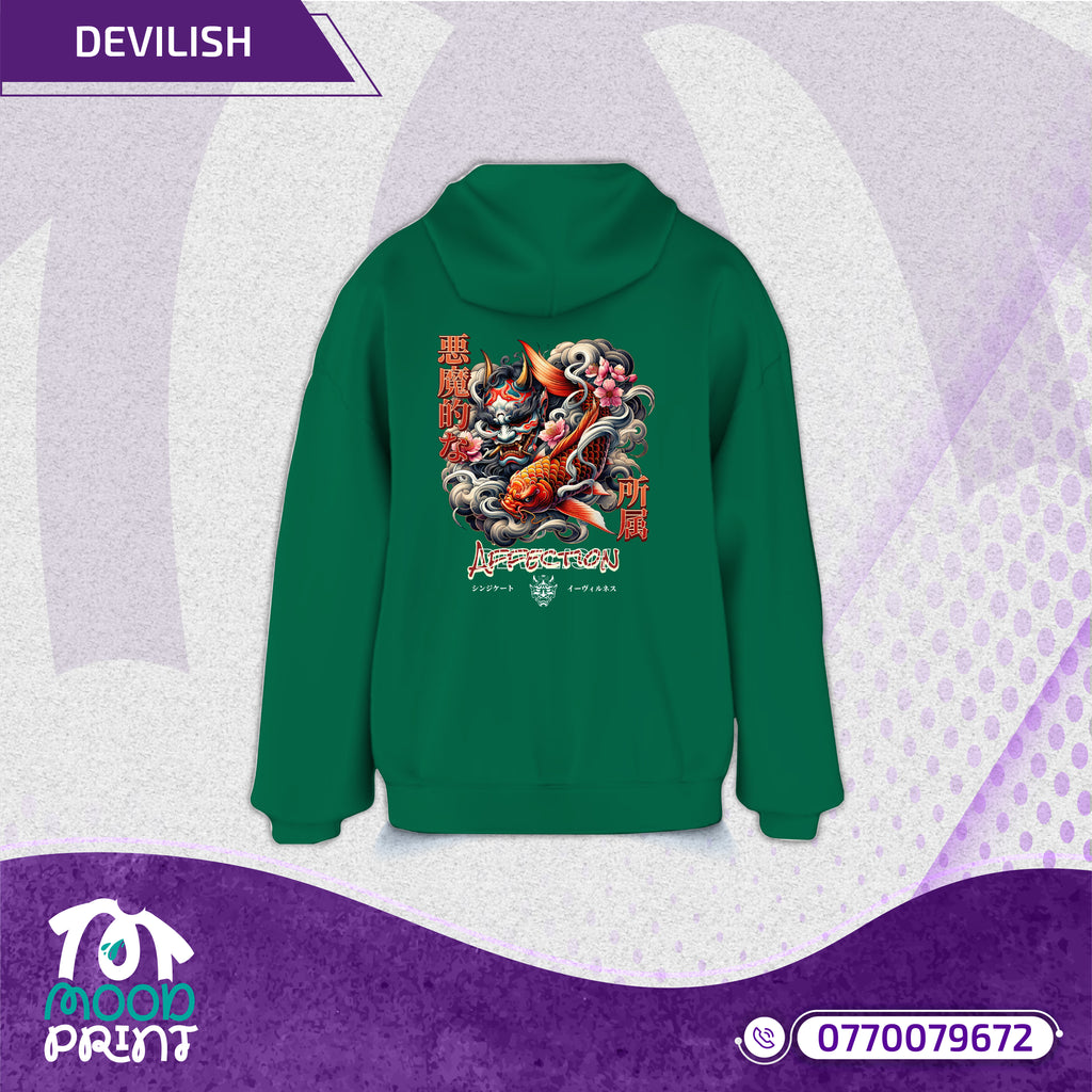 Devilish Infernal Waves Japanese Unisex Zipup hoodie