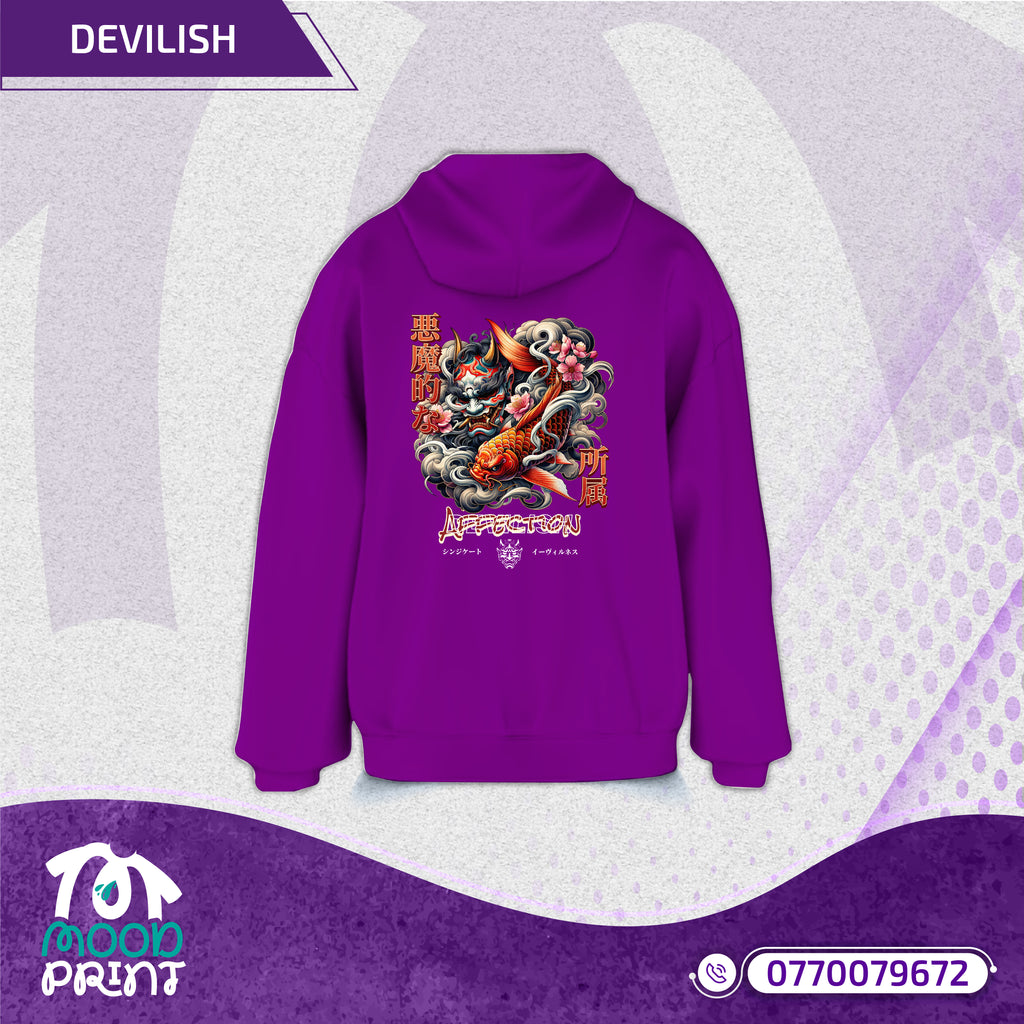 Devilish Infernal Waves Japanese Unisex Zipup hoodie