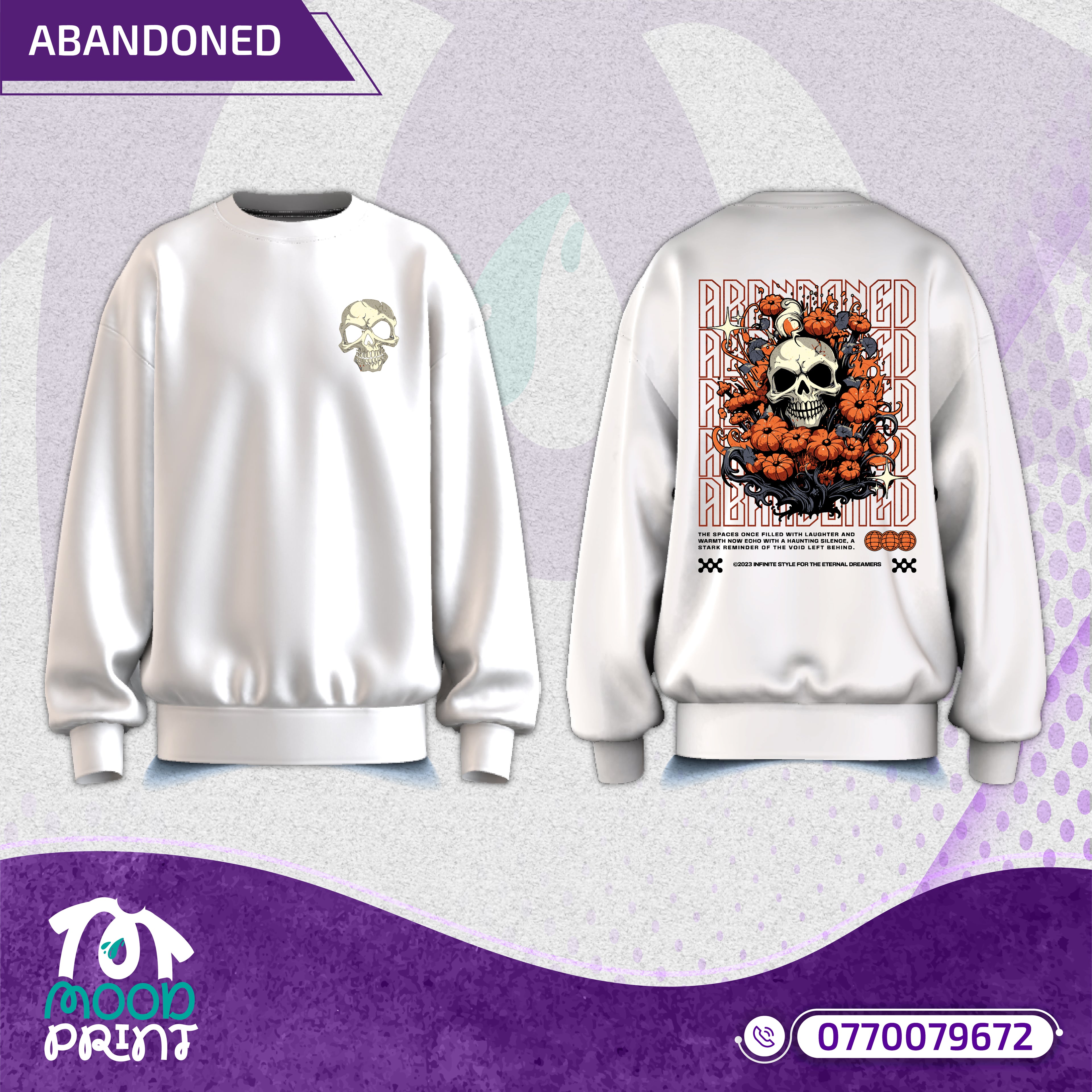 Reborn Skull Abandoned Floral Unisex Pullover
