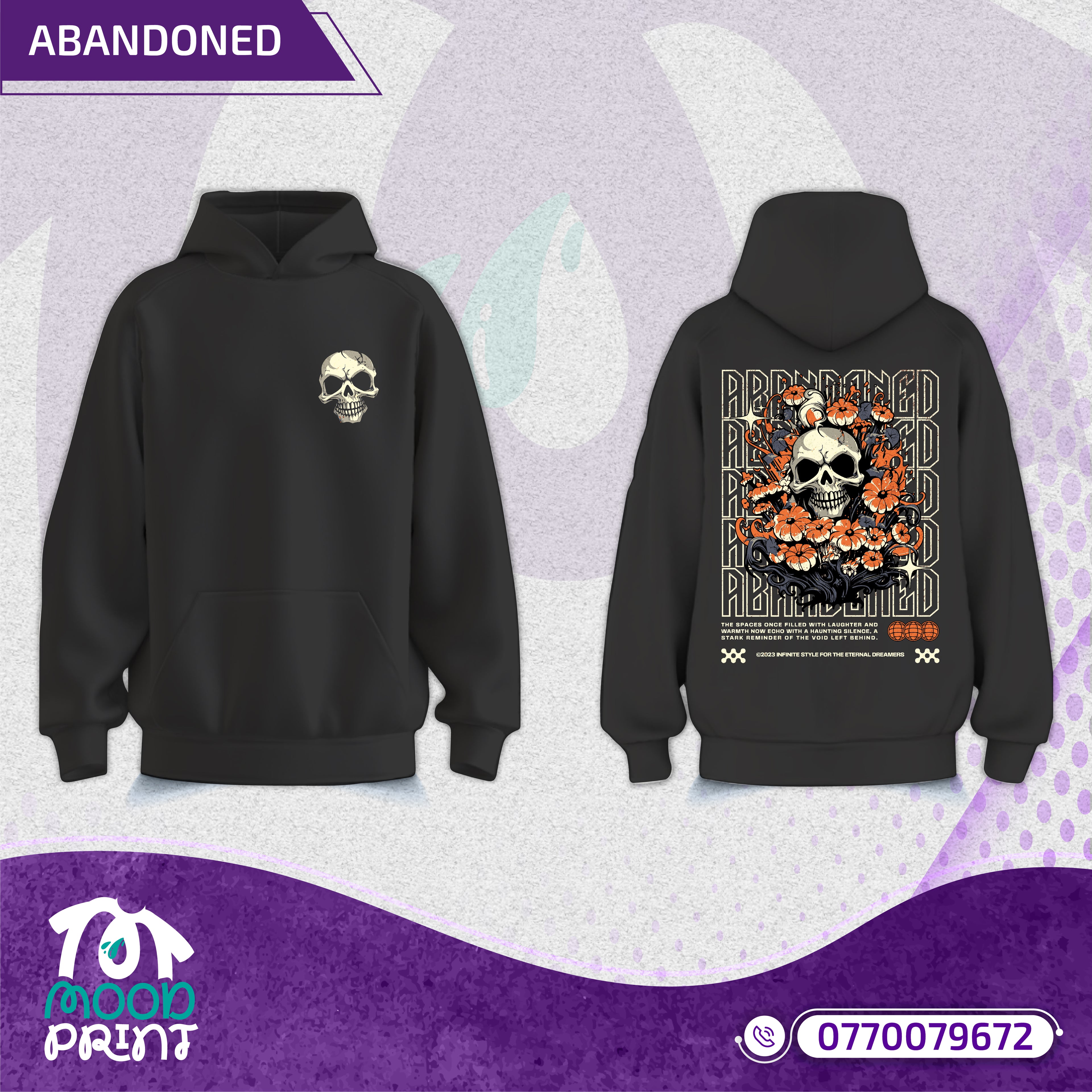Reborn Skull Abandoned Floral Unisex Hoodie