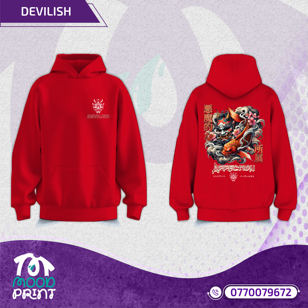 Devilish Infernal Waves Japanese Unisex Hoodie
