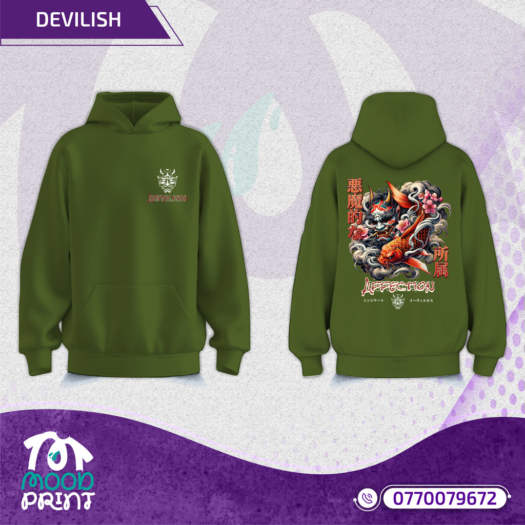 Devilish Infernal Waves Japanese Unisex Hoodie